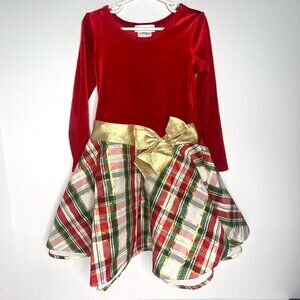 Bonnie Jean Plaid Hipster with Side Bow Christmas Holiday Dress Girl: Size 6